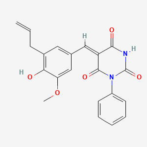 molecular formula C21H18N2O5 B3904635 5-(3-allyl-4-hydroxy-5-methoxybenzylidene)-1-phenyl-2,4,6(1H,3H,5H)-pyrimidinetrione 