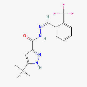 molecular formula C16H17F3N4O B3904641 3-tert-butyl-N'-[2-(trifluoromethyl)benzylidene]-1H-pyrazole-5-carbohydrazide 