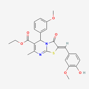 ethyl 2-(4-hydroxy-3-methoxybenzylidene)-5-(3-methoxyphenyl)-7-methyl-3-oxo-2,3-dihydro-5H-[1,3]thiazolo[3,2-a]pyrimidine-6-carboxylate