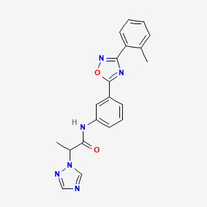 molecular formula C20H18N6O2 B3904665 N-{3-[3-(2-methylphenyl)-1,2,4-oxadiazol-5-yl]phenyl}-2-(1H-1,2,4-triazol-1-yl)propanamide 