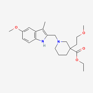 molecular formula C22H32N2O4 B3904673 ethyl 3-(2-methoxyethyl)-1-[(5-methoxy-3-methyl-1H-indol-2-yl)methyl]-3-piperidinecarboxylate 