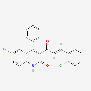 molecular formula C24H15BrClNO2 B3904680 6-bromo-3-[3-(2-chlorophenyl)acryloyl]-4-phenyl-2(1H)-quinolinone 