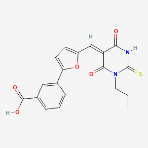 molecular formula C19H14N2O5S B3904729 3-{5-[(1-allyl-4,6-dioxo-2-thioxotetrahydro-5(2H)-pyrimidinylidene)methyl]-2-furyl}benzoic acid 