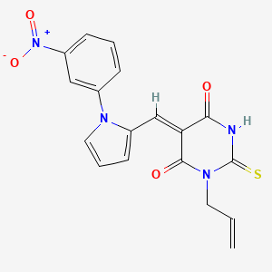 molecular formula C18H14N4O4S B3904747 1-allyl-5-{[1-(3-nitrophenyl)-1H-pyrrol-2-yl]methylene}-2-thioxodihydro-4,6(1H,5H)-pyrimidinedione 