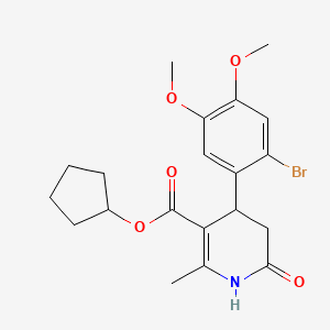 cyclopentyl 4-(2-bromo-4,5-dimethoxyphenyl)-2-methyl-6-oxo-1,4,5,6-tetrahydro-3-pyridinecarboxylate