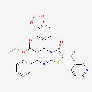 molecular formula C28H21N3O5S B3904801 ethyl 5-(1,3-benzodioxol-5-yl)-3-oxo-7-phenyl-2-(3-pyridinylmethylene)-2,3-dihydro-5H-[1,3]thiazolo[3,2-a]pyrimidine-6-carboxylate 