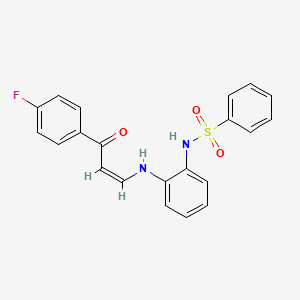 molecular formula C21H17FN2O3S B3904816 N-(2-{[3-(4-fluorophenyl)-3-oxo-1-propen-1-yl]amino}phenyl)benzenesulfonamide 