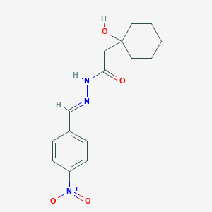 molecular formula C15H19N3O4 B390483 2-(1-hydroxycyclohexyl)-N'-{4-nitrobenzylidene}acetohydrazide 