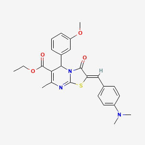 molecular formula C26H27N3O4S B3904831 ethyl 2-[4-(dimethylamino)benzylidene]-5-(3-methoxyphenyl)-7-methyl-3-oxo-2,3-dihydro-5H-[1,3]thiazolo[3,2-a]pyrimidine-6-carboxylate 