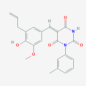 molecular formula C22H20N2O5 B3904855 5-(3-allyl-4-hydroxy-5-methoxybenzylidene)-1-(3-methylphenyl)-2,4,6(1H,3H,5H)-pyrimidinetrione 