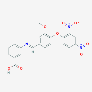 molecular formula C21H15N3O8 B390487 3-[(4-{2,4-Bisnitrophenoxy}-3-methoxybenzylidene)amino]benzoic acid 