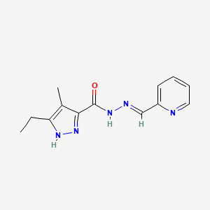 molecular formula C13H15N5O B3904873 3-ethyl-4-methyl-N'-(2-pyridinylmethylene)-1H-pyrazole-5-carbohydrazide 