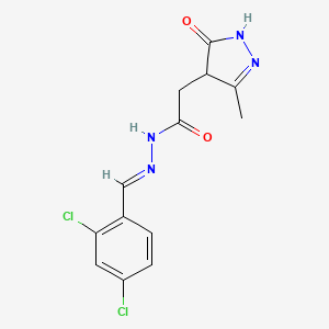 molecular formula C13H12Cl2N4O2 B3904880 N'-(2,4-dichlorobenzylidene)-2-(3-methyl-5-oxo-4,5-dihydro-1H-pyrazol-4-yl)acetohydrazide 