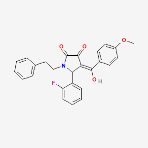 molecular formula C26H22FNO4 B3904945 5-(2-fluorophenyl)-3-hydroxy-4-(4-methoxybenzoyl)-1-(2-phenylethyl)-1,5-dihydro-2H-pyrrol-2-one 