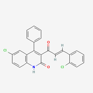 molecular formula C24H15Cl2NO2 B3904955 6-chloro-3-[3-(2-chlorophenyl)acryloyl]-4-phenyl-2(1H)-quinolinone 