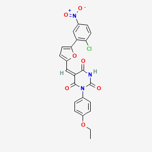 molecular formula C23H16ClN3O7 B3904964 5-{[5-(2-chloro-5-nitrophenyl)-2-furyl]methylene}-1-(4-ethoxyphenyl)-2,4,6(1H,3H,5H)-pyrimidinetrione 