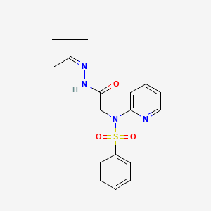 molecular formula C19H24N4O3S B3904981 N-{2-oxo-2-[2-(1,2,2-trimethylpropylidene)hydrazino]ethyl}-N-2-pyridinylbenzenesulfonamide 
