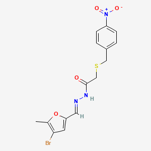 molecular formula C15H14BrN3O4S B3904999 N'-[(4-bromo-5-methyl-2-furyl)methylene]-2-[(4-nitrobenzyl)thio]acetohydrazide 