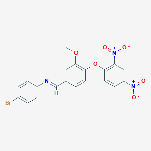 molecular formula C20H14BrN3O6 B390502 4-bromo-N-[4-(2,4-dinitrophenoxy)-3-methoxybenzylidene]aniline 