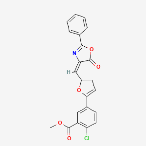 molecular formula C22H14ClNO5 B3905067 methyl 2-chloro-5-{5-[(5-oxo-2-phenyl-1,3-oxazol-4(5H)-ylidene)methyl]-2-furyl}benzoate 