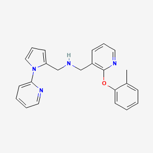 molecular formula C23H22N4O B3905069 1-[2-(2-methylphenoxy)-3-pyridinyl]-N-{[1-(2-pyridinyl)-1H-pyrrol-2-yl]methyl}methanamine 