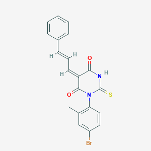 molecular formula C20H15BrN2O2S B3905078 1-(4-bromo-2-methylphenyl)-5-(3-phenyl-2-propen-1-ylidene)-2-thioxodihydro-4,6(1H,5H)-pyrimidinedione 