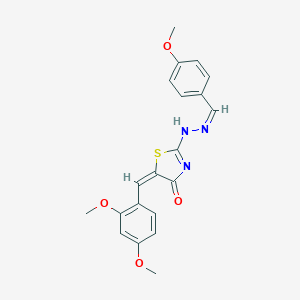 (5E)-5-[(2,4-dimethoxyphenyl)methylidene]-2-[(2Z)-2-[(4-methoxyphenyl)methylidene]hydrazinyl]-1,3-thiazol-4-one