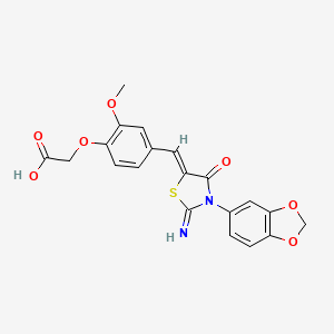 molecular formula C20H16N2O7S B3905108 (4-{[3-(1,3-benzodioxol-5-yl)-2-imino-4-oxo-1,3-thiazolidin-5-ylidene]methyl}-2-methoxyphenoxy)acetic acid 