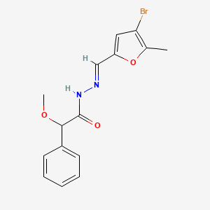 molecular formula C15H15BrN2O3 B3905110 N'-[(4-bromo-5-methyl-2-furyl)methylene]-2-methoxy-2-phenylacetohydrazide 