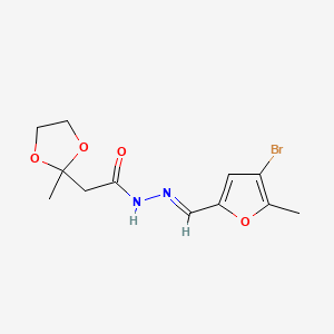 molecular formula C12H15BrN2O4 B3905116 N'-[(4-bromo-5-methyl-2-furyl)methylene]-2-(2-methyl-1,3-dioxolan-2-yl)acetohydrazide 