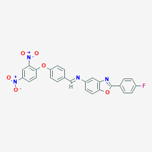 molecular formula C26H15FN4O6 B390512 5-[(4-{2,4-Bisnitrophenoxy}benzylidene)amino]-2-(4-fluorophenyl)-1,3-benzoxazole 