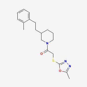 molecular formula C19H25N3O2S B3905153 1-{[(5-methyl-1,3,4-oxadiazol-2-yl)thio]acetyl}-3-[2-(2-methylphenyl)ethyl]piperidine 