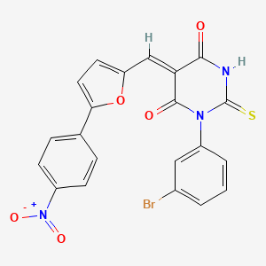 molecular formula C21H12BrN3O5S B3905157 1-(3-bromophenyl)-5-{[5-(4-nitrophenyl)-2-furyl]methylene}-2-thioxodihydro-4,6(1H,5H)-pyrimidinedione 