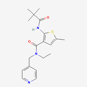 molecular formula C19H25N3O2S B3905190 2-[(2,2-dimethylpropanoyl)amino]-N-ethyl-5-methyl-N-(pyridin-4-ylmethyl)thiophene-3-carboxamide 