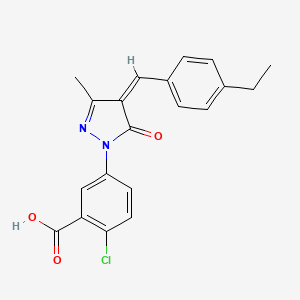 molecular formula C20H17ClN2O3 B3905194 2-chloro-5-[4-(4-ethylbenzylidene)-3-methyl-5-oxo-4,5-dihydro-1H-pyrazol-1-yl]benzoic acid 