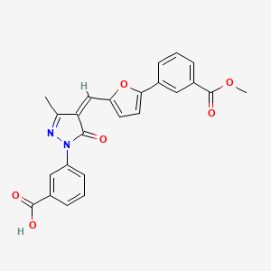 molecular formula C24H18N2O6 B3905199 3-[4-({5-[3-(methoxycarbonyl)phenyl]-2-furyl}methylene)-3-methyl-5-oxo-4,5-dihydro-1H-pyrazol-1-yl]benzoic acid 