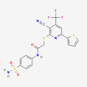 molecular formula C19H13F3N4O3S3 B3905206 N-[4-(aminosulfonyl)phenyl]-2-{[3-cyano-6-(2-thienyl)-4-(trifluoromethyl)-2-pyridinyl]thio}acetamide 