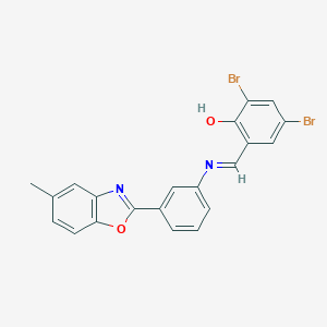 2,4-Dibromo-6-({[3-(5-methyl-1,3-benzoxazol-2-yl)phenyl]imino}methyl)phenol