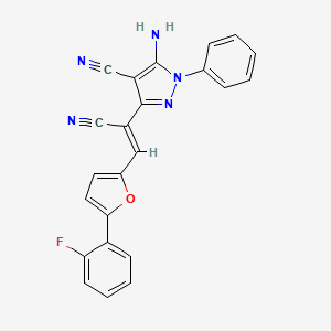 molecular formula C23H14FN5O B3905243 5-amino-3-{1-cyano-2-[5-(2-fluorophenyl)-2-furyl]vinyl}-1-phenyl-1H-pyrazole-4-carbonitrile 