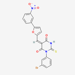 molecular formula C21H12BrN3O5S B3905247 1-(3-bromophenyl)-5-{[5-(3-nitrophenyl)-2-furyl]methylene}-2-thioxodihydro-4,6(1H,5H)-pyrimidinedione 