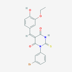 molecular formula C19H15BrN2O4S B3905267 1-(3-bromophenyl)-5-(3-ethoxy-4-hydroxybenzylidene)-2-thioxodihydro-4,6(1H,5H)-pyrimidinedione 