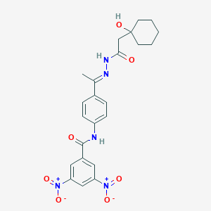 molecular formula C23H25N5O7 B390528 N-(4-{N-[(1-hydroxycyclohexyl)acetyl]ethanehydrazonoyl}phenyl)-3,5-bisnitrobenzamide 