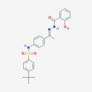 molecular formula C25H27N3O4S B390533 4-tert-butyl-N-{4-[N-(2-hydroxybenzoyl)ethanehydrazonoyl]phenyl}benzenesulfonamide 