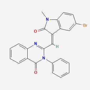 molecular formula C24H16BrN3O2 B3905337 2-[(5-bromo-1-methyl-2-oxo-1,2-dihydro-3H-indol-3-ylidene)methyl]-3-phenyl-4(3H)-quinazolinone 