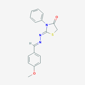 molecular formula C17H15N3O2S B390534 (2Z)-2-[(E)-(4-methoxyphenyl)methylidenehydrazinylidene]-3-phenyl-1,3-thiazolidin-4-one CAS No. 98052-60-9