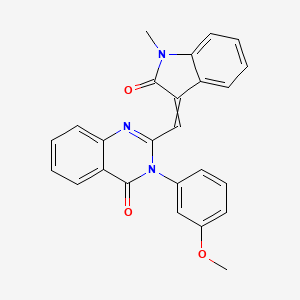 molecular formula C25H19N3O3 B3905341 3-(3-methoxyphenyl)-2-[(1-methyl-2-oxo-1,2-dihydro-3H-indol-3-ylidene)methyl]-4(3H)-quinazolinone 