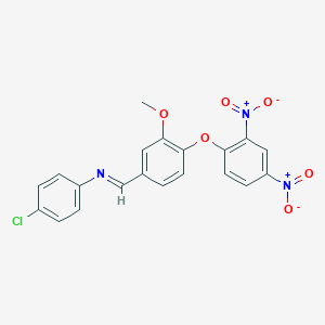 molecular formula C20H14ClN3O6 B390535 4-chloro-N-[4-(2,4-dinitrophenoxy)-3-methoxybenzylidene]aniline 