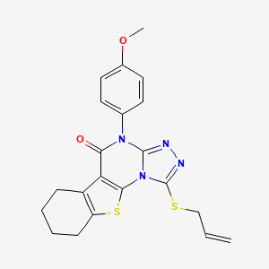 molecular formula C21H20N4O2S2 B3905368 1-(allylthio)-4-(4-methoxyphenyl)-6,7,8,9-tetrahydro[1]benzothieno[3,2-e][1,2,4]triazolo[4,3-a]pyrimidin-5(4H)-one 