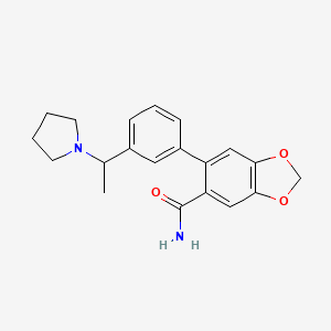 molecular formula C20H22N2O3 B3905391 6-[3-(1-pyrrolidin-1-ylethyl)phenyl]-1,3-benzodioxole-5-carboxamide 