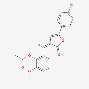 molecular formula C20H15BrO5 B3905412 2-{[5-(4-bromophenyl)-2-oxo-3(2H)-furanylidene]methyl}-6-methoxyphenyl acetate 